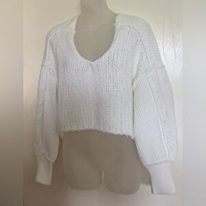Altar'd State Laney Cropped Sweater White Oversized Size S